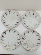Vintage Lefton Hand Painted Floral Gold-Trimmed Snack Plates (Teacups Missing) - £36.53 GBP