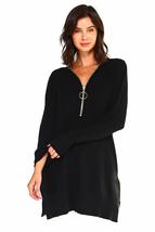 High Secret Women&#39;s Black Solid Color Tunic with Half Open Zipper (L/XL,... - $78.39