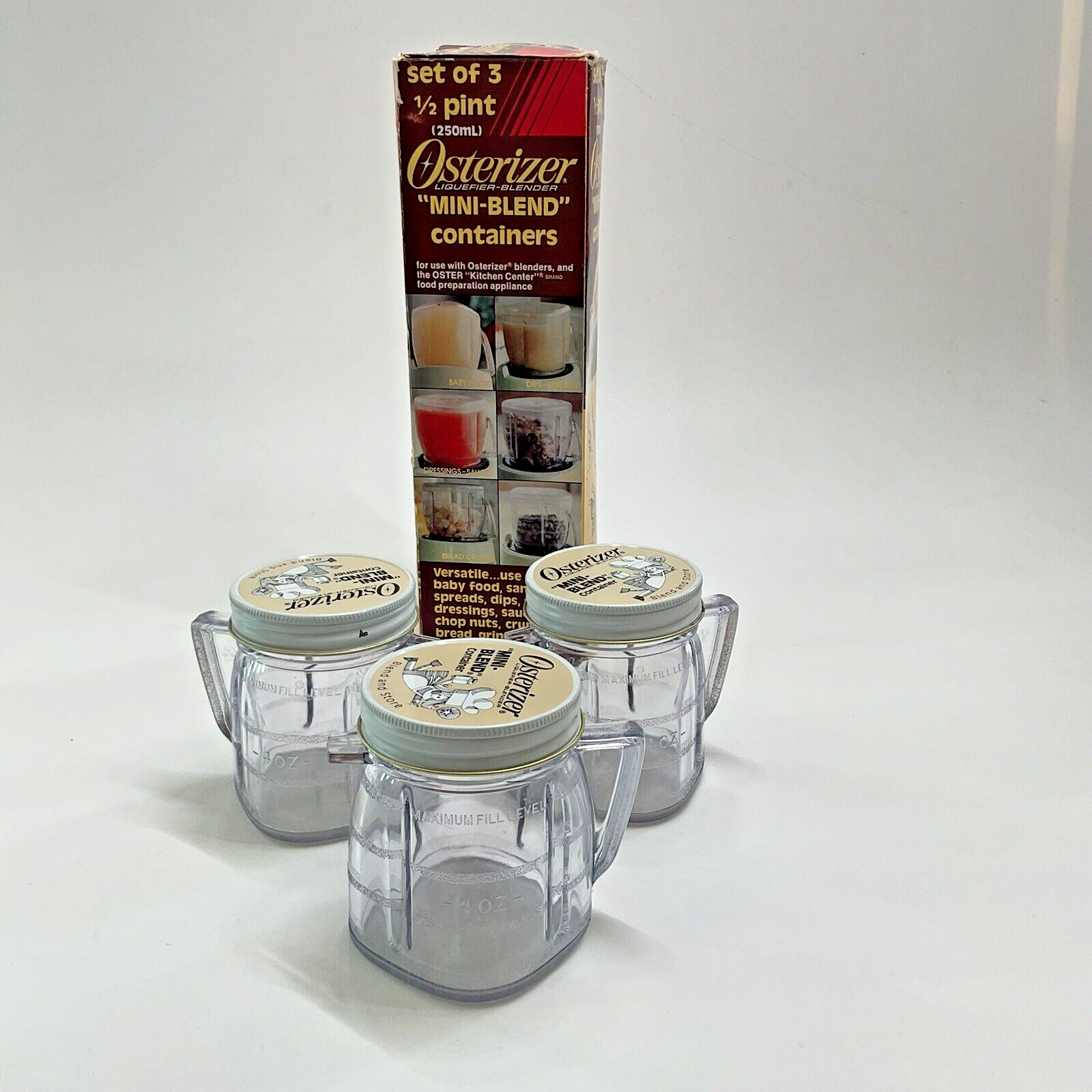 3 Vintage OSTER Mini Blend Blender + Containers NOS BOX Osterizer Liquef... - $19.29