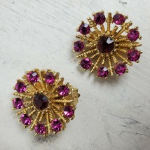 Vintage Estate STATEMENT Earrings Clip On Pink Gold Tone Snowflake 1&quot; - $16.83