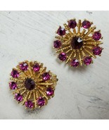 Vintage Estate STATEMENT Earrings Clip On Pink Gold Tone Snowflake 1&quot; - $16.83