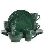 Elama Malibu Sea Glass 16-Piece Dinnerware Set in Dark Green - €71,48 EUR
