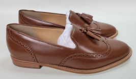 EUC Talbots Womens Leighton Brogue Tassel Cognac Brown Leather Loafers Shoes 8M - £42.84 GBP