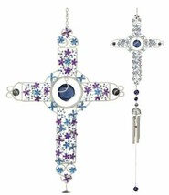 Amazing Grace Floral Cross With Gemstones Resonant Relaxing Wind Chime 4... - £25.63 GBP