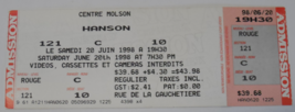 Hanson Molson Centre NM Ticket Stub 1998 Montreal Canada Red Seats US Pop  - £7.78 GBP