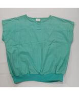 80s Vintage LA Sport Work Top Women’s Button Up Short Sleeve Green Casua... - $22.76