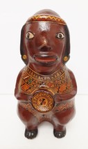 Vtg Peru Mexico Mayan Figure Sculpture Pottery Polychrome Glazed Terra C... - £63.07 GBP