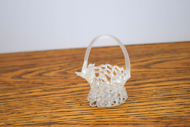 Frosted Clear Glass Basket w/ Perched Bird 2.5&quot; - $8.90