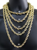 Mens 10mm Rope Chain 14k Gold Plated 16&quot;-30&quot; Choker Hip Hop Jewelry Necklace - £6.14 GBP+