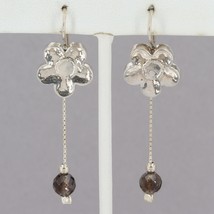 RARE Vintage Silpada Sterling Flower Earrings with Smoky Quartz Dangles W0850 - £46.98 GBP