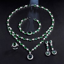 Magnificent 4Pcs CZ Bracelets Necklaces Bijoux Femme Earrings for Women Accessor - £58.08 GBP