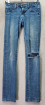 Hudson Jeans Girls Sz 10 Blue Medium Wash Denim Ripped Cotton Pockets Skinny Leg - $25.80