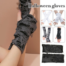 1pair Women&#39;s Punk Fingerless Gloves Gothic Arm Warmer Halloween Cosplay Props - £5.26 GBP+