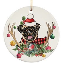 hdhshop24 Cute Pug Dog Love Christmas Ornament Gift Pine Tree Decor Hang... - £15.53 GBP