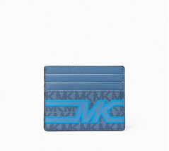 New Michael Kors Cooper Tall Card Case Coated Canvas Denim MultiC - £21.16 GBP