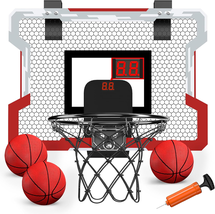 Mini Basketball Hoop Indoor with Scoreboard, Door Basketball Hoop with 3 Balls &amp; - £44.12 GBP