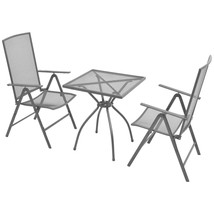 3 Piece Bistro Set with Folding Chairs Steel Anthracite - £150.38 GBP