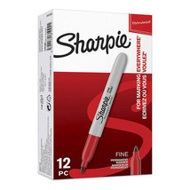 Sharpie Permanent Fine Marker 1.0mm (12pk) - Red - £28.13 GBP