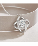Luxury 18K 925 Sterling Silver 1CT Twisted Knot Moissanite Pendant Necklace - €107,03 EUR
