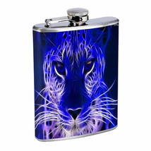 Neon Fractal Leopard Em1 Flask 8oz Stainless Steel Hip Drinking Whiskey - £11.83 GBP