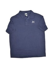 Vintage 90s Puma Polo Shirt Mens L Navy Short Sleeve 50/50 Blend Made in USA - £19.49 GBP