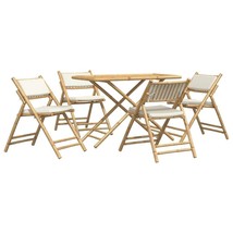  Bistro Set Cream White Bamboo Durable Bistro Set Rectangular - $409.49