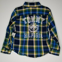 Tommy Hilfiger Boy&#39;s Spell Out Plaid Shirt Size 4 Long Sleeve New - £14.25 GBP