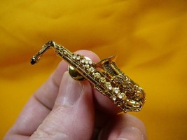 (M-15-A) ALTO SAX Saxophone tac pin jewelry 24k gold plate tack I love music - £15.61 GBP