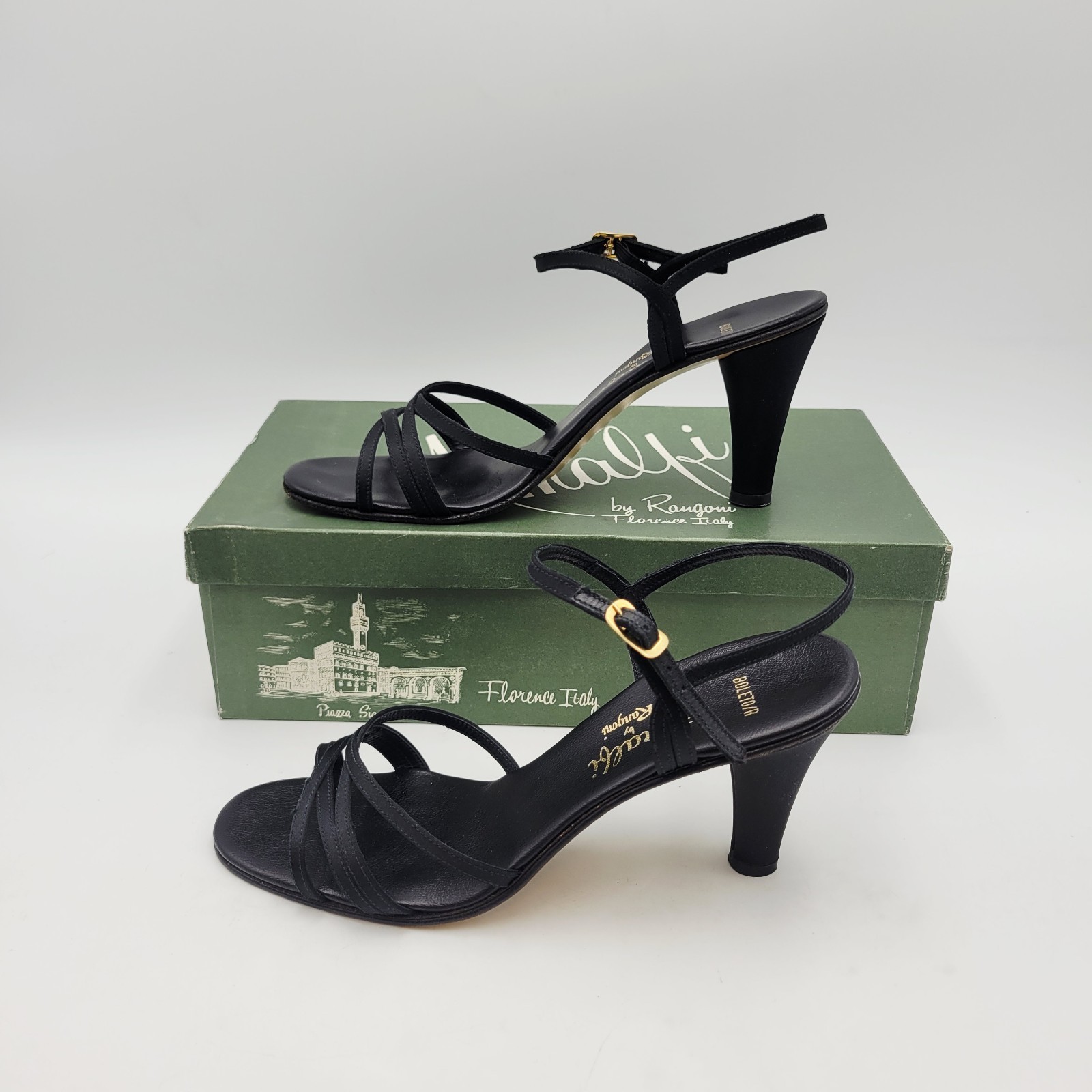 Amalfi by Rangoni Size 7.5 M Black Sandals Heels Womens Shoes Italy Vintage  Item image 3