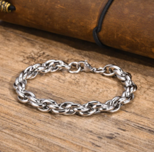 Men&#39;s 7*MM Quality Stainless Steel Chunky Rope Link Chain Bracelet - $15.99