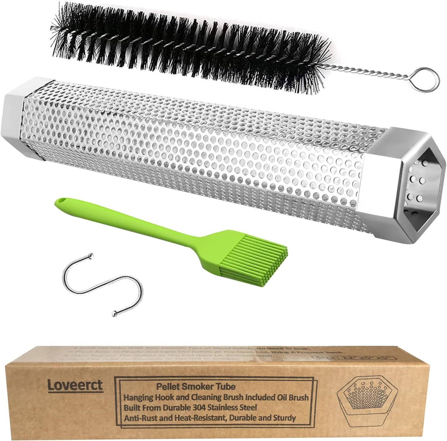 Loveerct Pellet Smoker Tube 12&quot; Stainless Steel Bbq Smoke Tube For Hot O... - $29.97