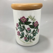 Portmeirion Botanic Garden Rhododendron Lepidotum 4&quot; x 3&quot; Canister Wood Lid Vint - £20.51 GBP