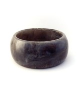 Bangle Bracelet Lucite Wide Chunky Marbled Black White and Gray - £7.89 GBP