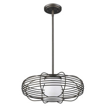 Loft 1-Light Oil-Rubbed Bronze Wire Globe Pendant With Etched Glass Interior Sha - £314.38 GBP