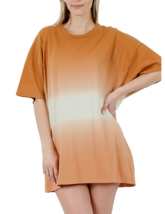 Zenana Outfitters 1X Cotton Dip Dyed Boxy Cut Round Neck Tee Shirt Almund - £11.72 GBP