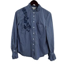 14th &amp; Union Striped Button Front Embroidered Floral Shirt Size Medium - £8.69 GBP