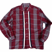 VTG 1950s Maroon/Gray Plaid Loop Collar 4 Button Shirt w/ Blk/Wht Stripe... - $133.65