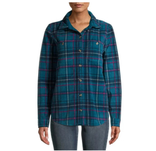 Time and Tru Long Sleeve Relaxed Fit Checked Plaid Jacket - £19.76 GBP