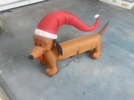 Gemmy Airblown Inflatable Light Up Christmas Pup Dachshund Wiener Dog 4&#39; - £21.10 GBP