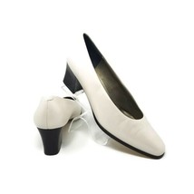 Caressa Crosstown Collection Ivory Leather Slip On Chunky Heel Pumps Womens 10 B - £17.01 GBP