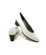 Caressa Crosstown Collection Ivory Leather Slip On Chunky Heel Pumps Wom... - £16.73 GBP