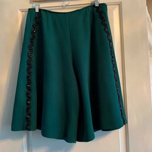 Nwot Sonia Rykiel Green Wool Skort Black Ribbon Detail Sz Fr 42/US 10 - £138.93 GBP