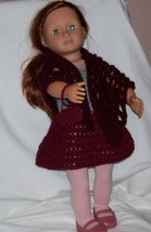 Handmade American Girl Burgundy 3 piece Outfit, Crochet, Shawl, Skirt, P... - £11.74 GBP