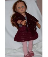 Handmade American Girl Burgundy 3 piece Outfit, Crochet, Shawl, Skirt, P... - $15.00