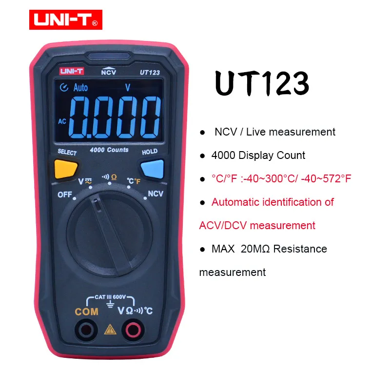 UNI-T UT123 Mini Digital Multimeter;AC DC Voltage meter;Resistance(Ohm) Temperat - $279.28