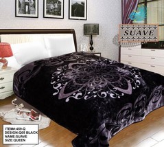 Medallion Mandala Black Color Suave Plush Blanket Softy And Warm Queen Size - £51.59 GBP