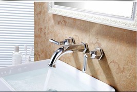 New Modern Chrome  Waterfall Wall Mounted Bathroom Bath Basin Sink Faucet  - £150.63 GBP