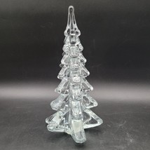 Large Vintage Art Glass Christmas Tree Holiday Figurine 11&quot; High Clear C... - $39.59