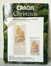 Vintage Caron Christmas 1980 Scenic Calendar Stamped Cross Stitch Kit 13... - $14.20
