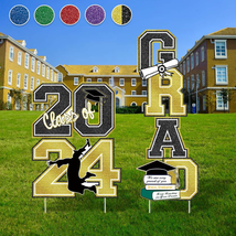 Graduation Decorations Class of 2024,Graduation Yard Sign,Yellow Congrats Grad C - £22.52 GBP